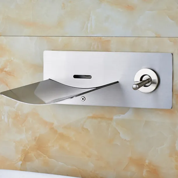 Bathroom Sink Faucet - LED / Wall Mount / Waterfall Nickel Brushed Wall Mounted Two Holes / Single Handle Two HolesBath Taps