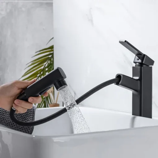 Bathroom Sink Faucet - Pull out / Pullout Spray Electroplated Centerset Single Handle One HoleBath Taps