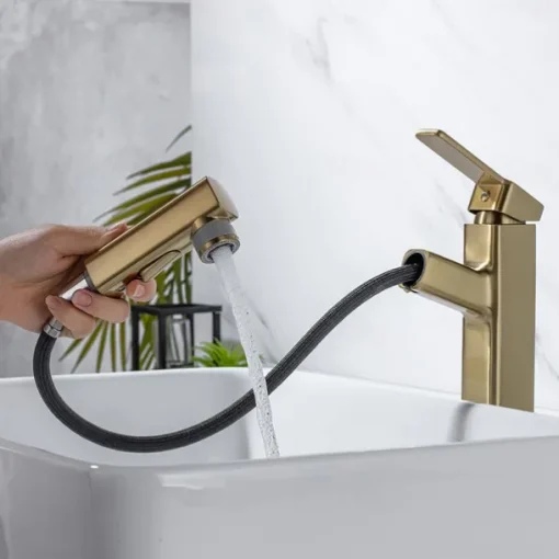 Bathroom Sink Faucet - Pull out / Pullout Spray Electroplated Centerset Single Handle One HoleBath Taps