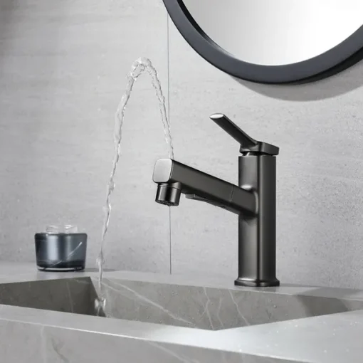 Bathroom Sink Faucet - Pull out Electroplated Centerset Single Handle One HoleBath Taps