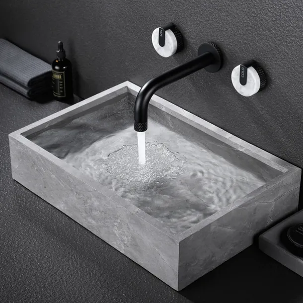 Bathroom Sink Faucet - Rotatable / Wall Mount Painted Finishes Mount Inside Two Handles Three HolesBath Taps