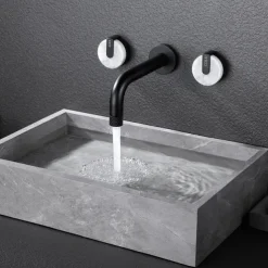 Bathroom Sink Faucet - Rotatable / Wall Mount Painted Finishes Mount Inside Two Handles Three HolesBath Taps