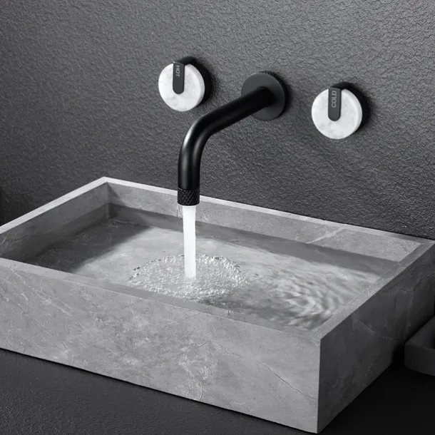 Bathroom Sink Faucet - Rotatable / Wall Mount Painted Finishes Mount Inside Two Handles Three HolesBath Taps