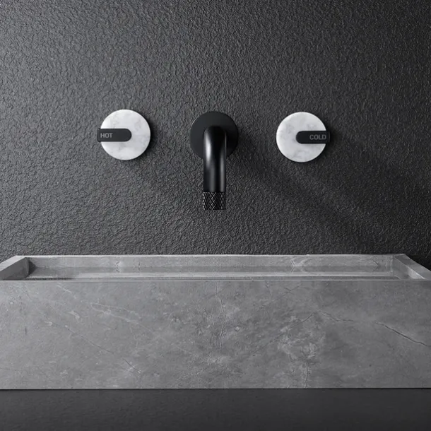 Bathroom Sink Faucet - Rotatable / Wall Mount Painted Finishes Mount Inside Two Handles Three HolesBath Taps