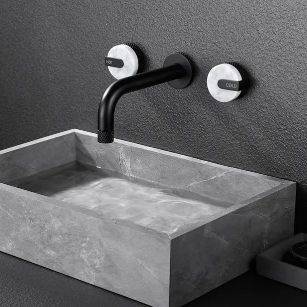 Bathroom Sink Faucet - Rotatable / Wall Mount Painted Finishes Mount Inside Two Handles Three HolesBath Taps