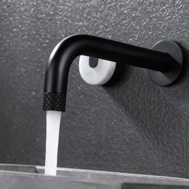 Bathroom Sink Faucet - Rotatable / Wall Mount Painted Finishes Mount Inside Two Handles Three HolesBath Taps