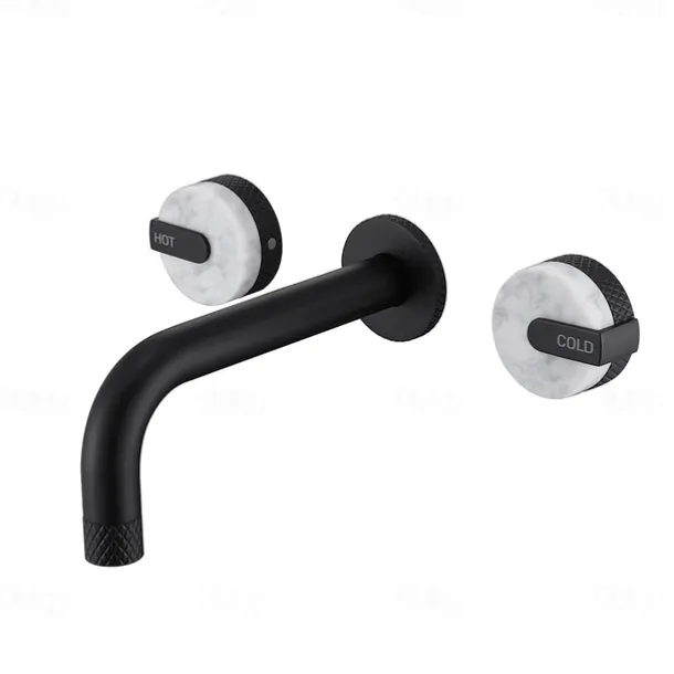 Bathroom Sink Faucet - Rotatable / Wall Mount Painted Finishes Mount Inside Two Handles Three HolesBath Taps