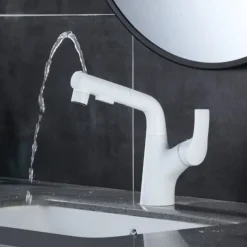 Bathroom Sink Faucet - Rotatable / Pull out Chrome / Electroplated / Painted Finishes Centerset Single Handle One HoleBath Taps