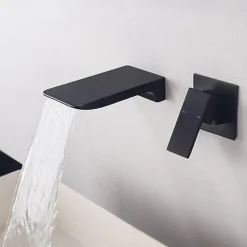 Bathroom Sink Faucet - Wall Mount / Waterfall Painted Finishes Wall Mounted Single Handle Two HolesBath Taps
