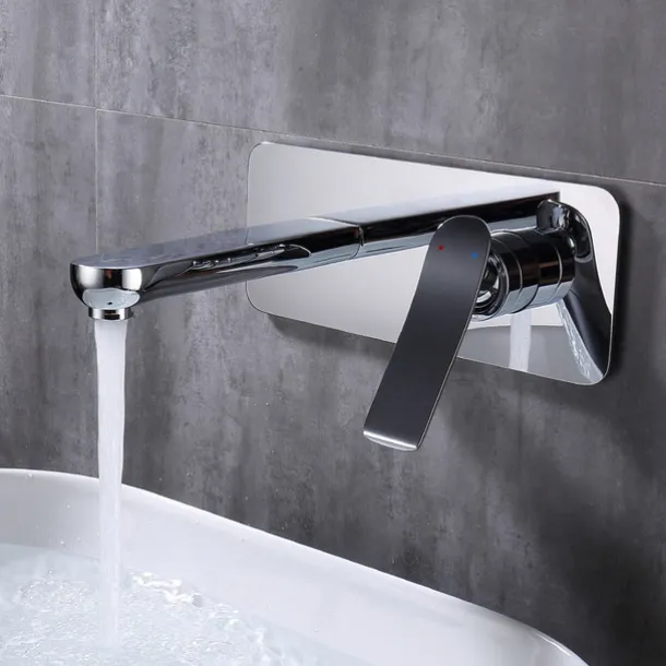 Bathroom Sink Faucet - Wall Mount / Widespread Electroplated Wall Installation Single Handle Two HolesBath Taps