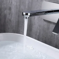 Bathroom Sink Faucet - Wall Mount / Widespread Electroplated Wall Installation Single Handle Two HolesBath Taps