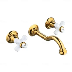 Bathroom Sink Faucet - Wall Mount / Widespread Electroplated Mount Inside Wall mountedBath Taps