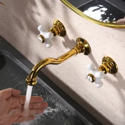 Bathroom Sink Faucet - Wall Mount / Widespread Electroplated Mount Inside Wall mountedBath Taps