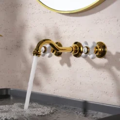 Bathroom Sink Faucet - Wall Mount / Widespread Electroplated Mount Inside Wall mountedBath Taps