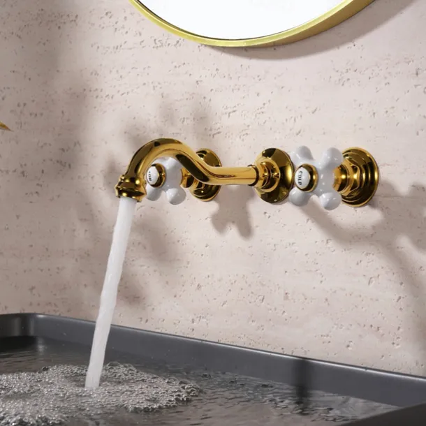 Bathroom Sink Faucet - Wall Mount / Widespread Electroplated Mount Inside Wall mountedBath Taps
