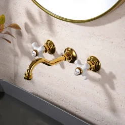 Bathroom Sink Faucet - Wall Mount / Widespread Electroplated Mount Inside Wall mountedBath Taps