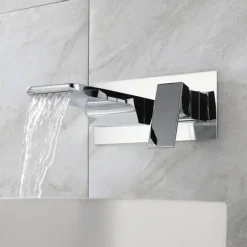 Bathroom Sink Faucet - Wall Mount / Waterfall Electroplated / Brushed Gold / Black Painted Finishes Mount Inside Wall mountedBath Taps