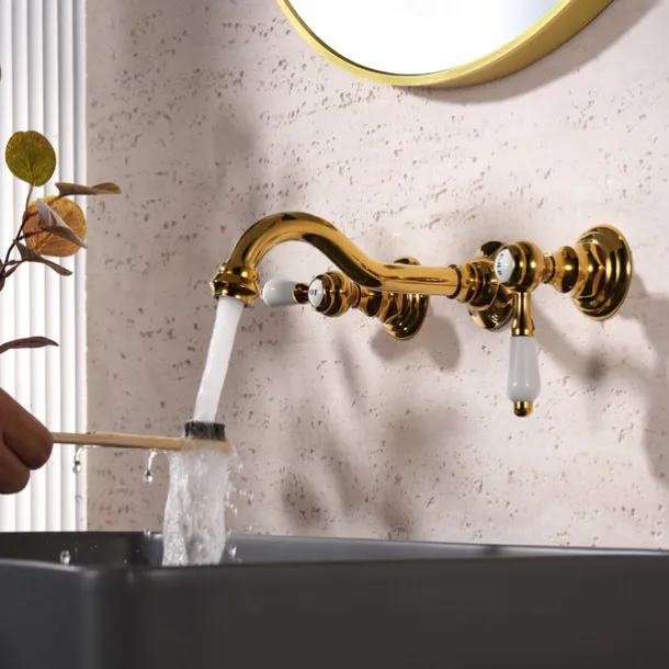 Bathroom Sink Faucet - Wall Mount / Widespread Electroplated Mount Inside Wall mountedBath Taps