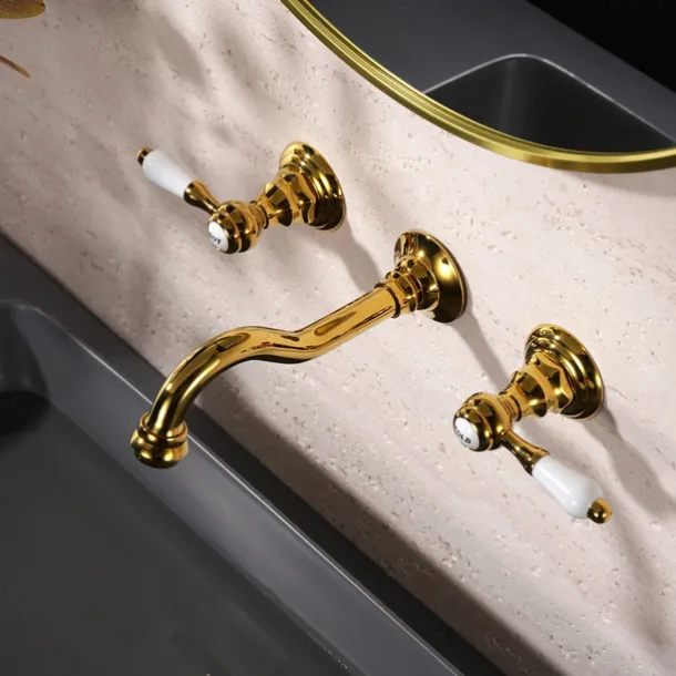 Bathroom Sink Faucet - Wall Mount / Widespread Electroplated Mount Inside Wall mountedBath Taps