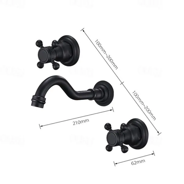 Bathroom Sink Faucet - Wall Mount / Widespread Electroplated Wall Mounted Two Handles Three HolesBath Taps