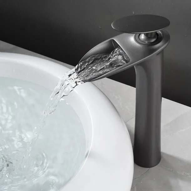 Bathroom Sink Faucet - Waterfall Electroplated / Painted Finishes Centerset Single Handle One HoleBath Taps