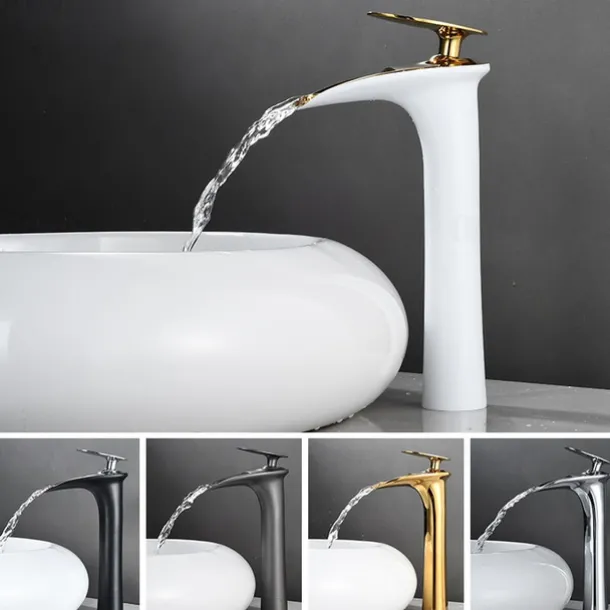 Bathroom Sink Faucet - Waterfall Electroplated / Painted Finishes Centerset Single Handle One HoleBath Taps