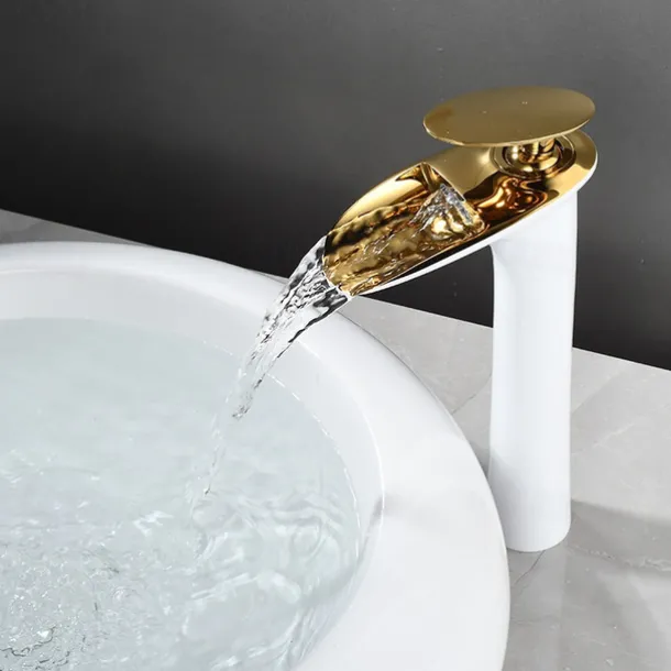 Bathroom Sink Faucet - Waterfall Electroplated / Painted Finishes Centerset Single Handle One HoleBath Taps