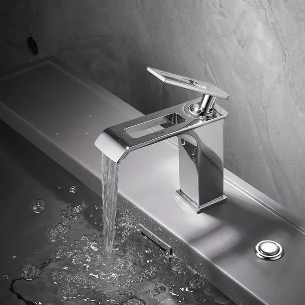 Bathroom Sink Faucet - Waterfall Electroplated / Painted Finishes Centerset Single Handle One HoleBath Taps