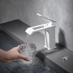 Bathroom Sink Faucet - Waterfall Electroplated / Painted Finishes Centerset Single Handle One HoleBath Taps