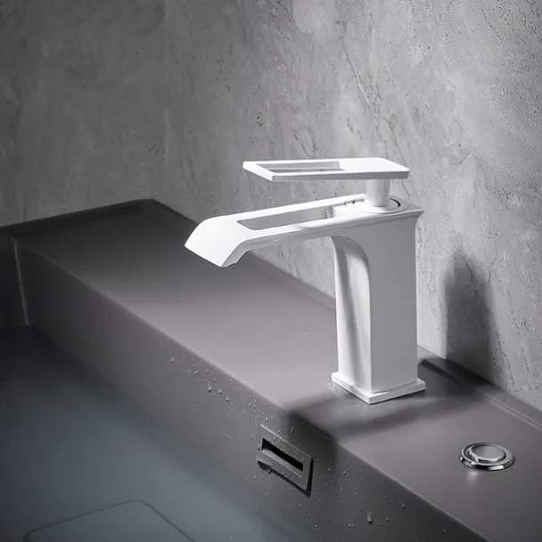 Bathroom Sink Faucet - Waterfall Electroplated / Painted Finishes Centerset Single Handle One HoleBath Taps