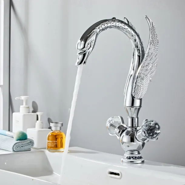 Bathroom Sink Faucet - Waterfall Chrome Centerset Single Handle Two Holes Bath Taps