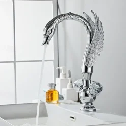 Bathroom Sink Faucet - Waterfall Chrome Centerset Single Handle Two Holes Bath Taps