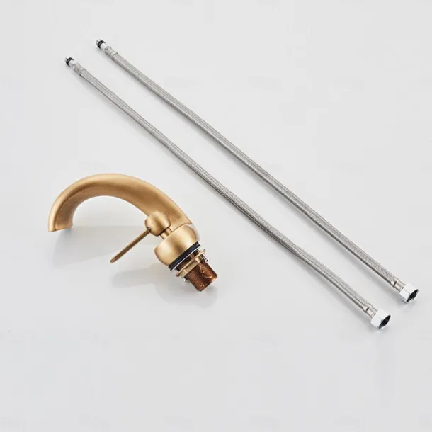 Bathroom Sink Faucet - Waterfall Antique Brass Centerset Single Handle One HoleBath Taps