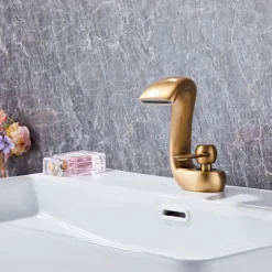 Bathroom Sink Faucet - Waterfall Antique Brass Centerset Single Handle One HoleBath Taps