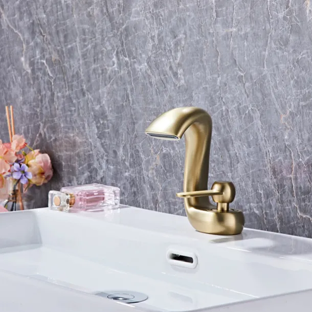 Bathroom Sink Faucet - Waterfall Antique Brass Centerset Single Handle One HoleBath Taps