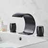Bathroom Sink Faucet - Waterfall Chrome / Oil-rubbed Bronze / Nickel Brushed Widespread Two Handles Three HolesBath Taps