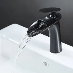 Bathroom Sink Faucet - Waterfall Electroplated / Painted Finishes Centerset Single Handle One HoleBath Taps