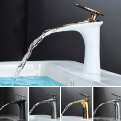 Bathroom Sink Faucet - Waterfall Electroplated / Painted Finishes Centerset Single Handle One HoleBath Taps
