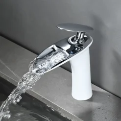 Bathroom Sink Faucet - Waterfall Electroplated / Painted Finishes Centerset Single Handle One HoleBath Taps