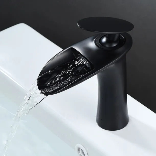 Bathroom Sink Faucet - Waterfall Electroplated / Painted Finishes Centerset Single Handle One HoleBath Taps