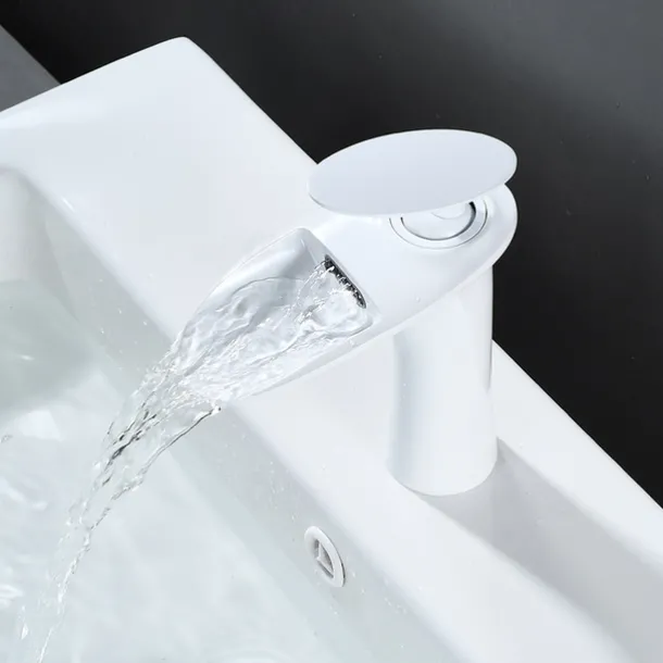 Bathroom Sink Faucet - Waterfall Electroplated / Painted Finishes Centerset Single Handle One HoleBath Taps