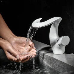 Bathroom Sink Faucet - Waterfall Painted Finishes Mount Outside Single Handle One HoleBath Taps
