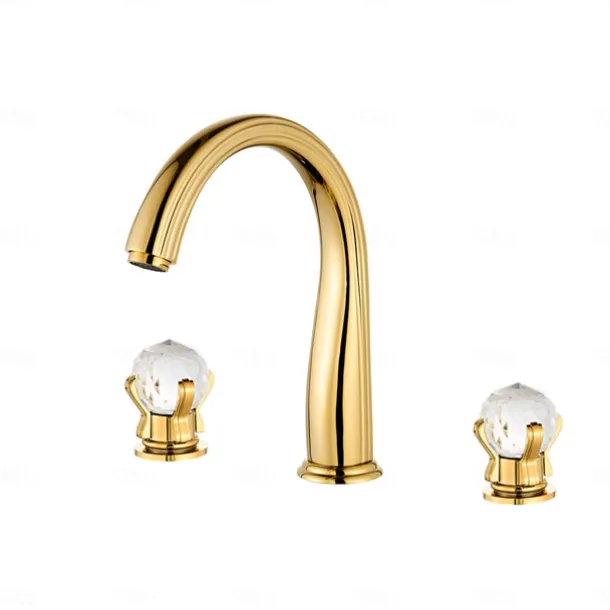 Bathroom Sink Faucet - Widespread Electroplated Widespread Two Handles Three HolesBath Taps