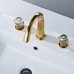 Bathroom Sink Faucet - Widespread Electroplated Widespread Two Handles Three HolesBath Taps