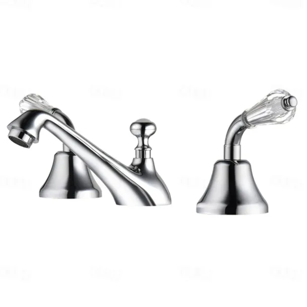 Bathroom Sink Faucet - Widespread Electroplated Widespread Two Handles Three HolesBath Taps