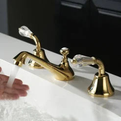 Bathroom Sink Faucet - Widespread Electroplated Widespread Two Handles Three HolesBath Taps