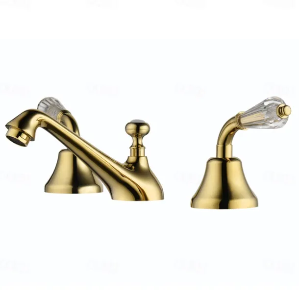 Bathroom Sink Faucet - Widespread Electroplated Widespread Two Handles Three HolesBath Taps