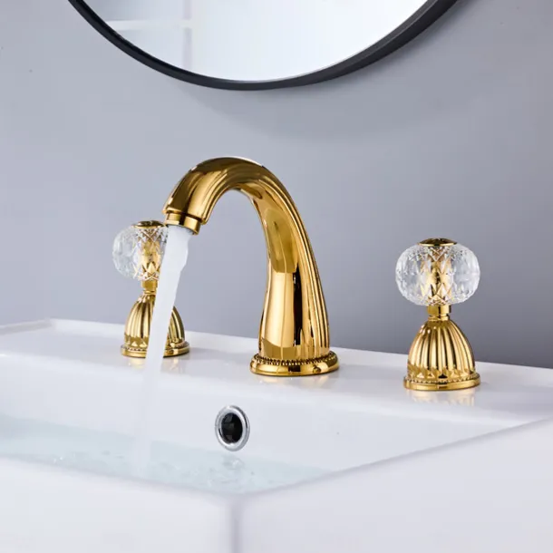 Bathroom Sink Faucet - Widespread Electroplated Widespread Two Handles Three HolesBath Taps