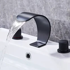 Bathroom Sink Faucet - Widespread Electroplated Widespread Single Handle Two HolesBath Taps