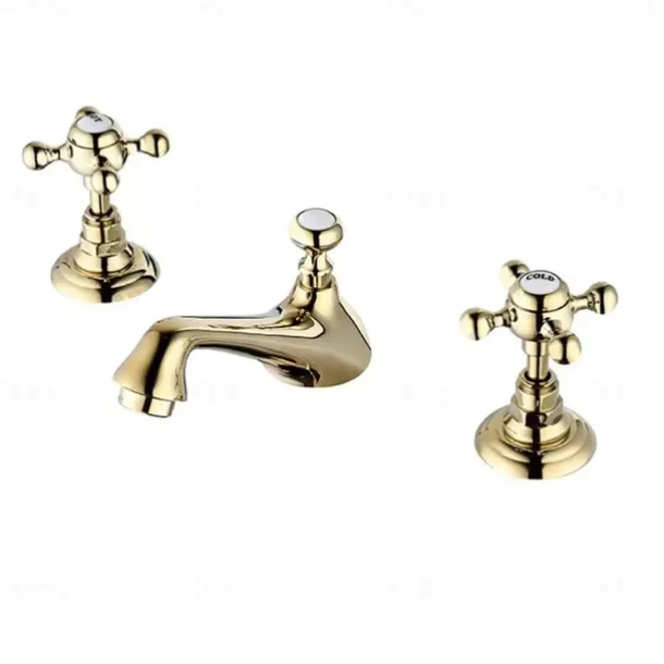 Bathroom Sink Faucet - Widespread Electroplated Widespread Two Handles Three HolesBath Taps